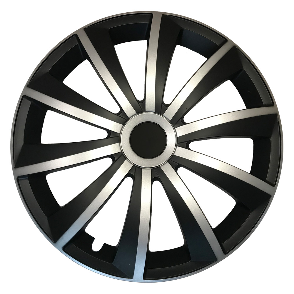 GRAL_silver_black.jpg Radkappen Gral silber schwarz 16 Zoll Radzierblenden – Bild 1